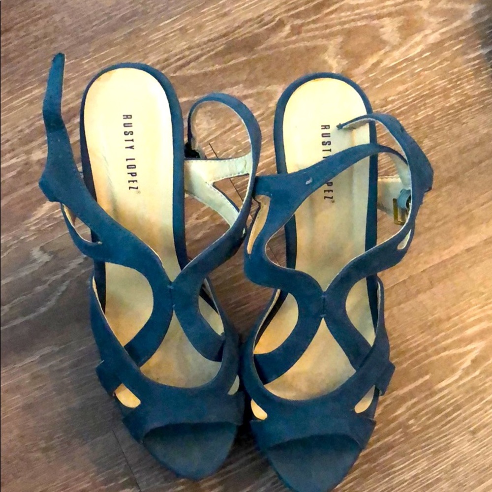 Suede blue heels
